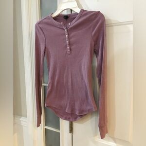 Women’s long sleeve purple Henley tshirt